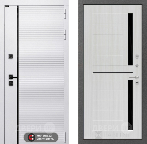 Входная металлическая Дверь Лабиринт (LABIRINT) Royal 02 Сандал белый в Бронницах