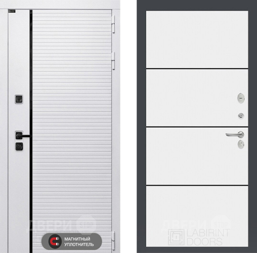 Входная металлическая Дверь Лабиринт (LABIRINT) Royal 25 Белый софт в Бронницах