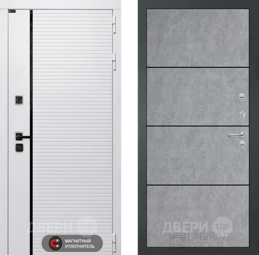 Входная металлическая Дверь Лабиринт (LABIRINT) Royal 25 Бетон светлый в Бронницах