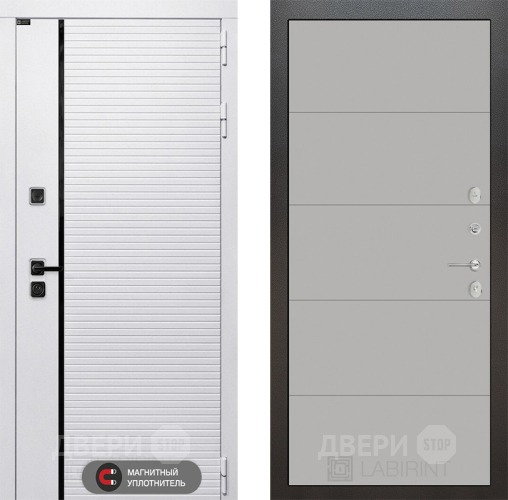 Входная металлическая Дверь Лабиринт (LABIRINT) Royal 13 Грей софт в Бронницах