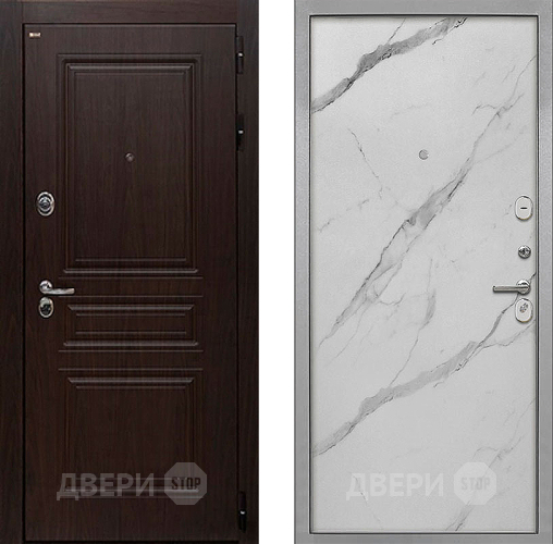 Входная металлическая Дверь Интекрон (INTECRON) Брайтон Тиковое Дерево Гладкая Мрамор натуральный арктик в Бронницах