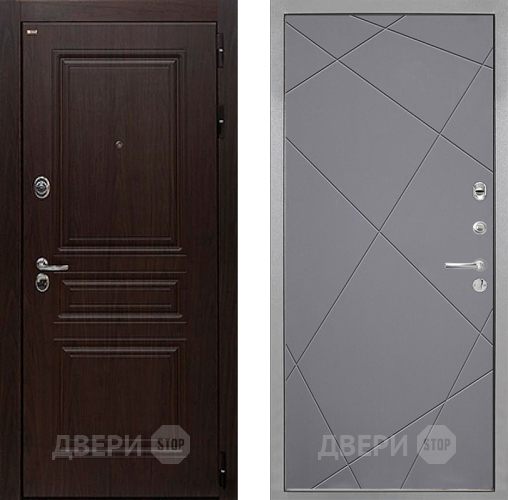 Входная металлическая Дверь Интекрон (INTECRON) Брайтон Тиковое Дерево Лучи-М Графит софт в Бронницах