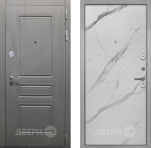 Входная металлическая Дверь Интекрон (INTECRON) Брайтон Графит Гладкая Мрамор натуральный арктик в Бронницах
