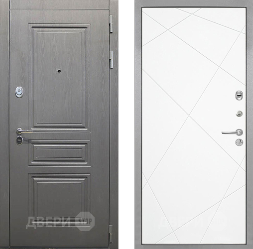 Входная металлическая Дверь Интекрон (INTECRON) Брайтон Графит Лучи-М Софт милк в Бронницах