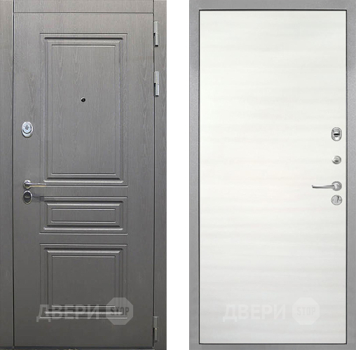 Входная металлическая Дверь Интекрон (INTECRON) Брайтон Графит Гладкая Дуб сильвер поперечный в Бронницах