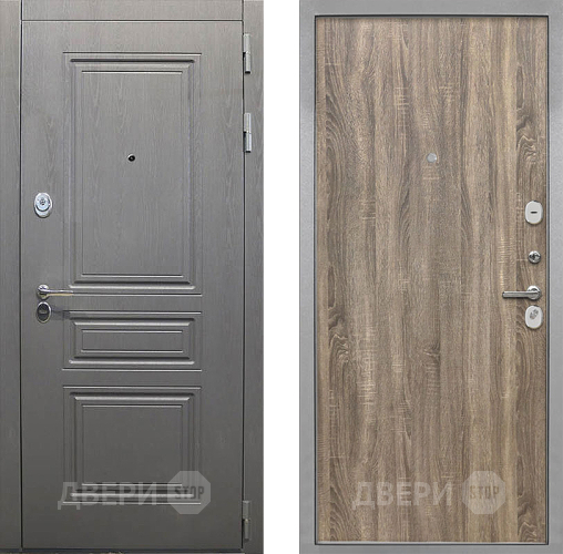 Входная металлическая Дверь Интекрон (INTECRON) Брайтон Графит Гладкая Дуб турин в Бронницах