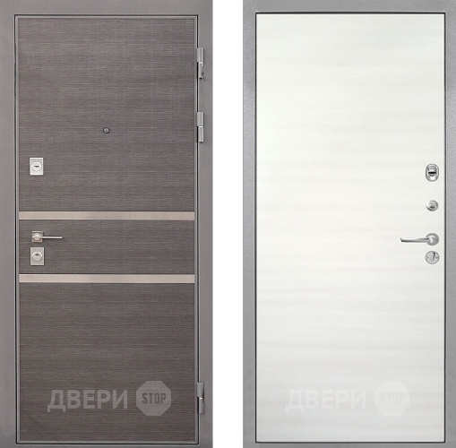 Входная металлическая Дверь Интекрон (INTECRON) Неаполь Гладкая Дуб сильвер поперечный в Бронницах