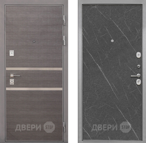 Входная металлическая Дверь Интекрон (INTECRON) Неаполь Гладкая Гранит лава оникс в Бронницах