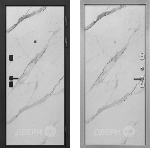 Входная металлическая Дверь Интекрон (INTECRON) Профит Black Мрамор Арктик Гладкая Мрамор натуральный арктик в Бронницах