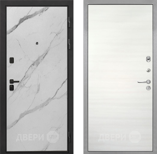 Входная металлическая Дверь Интекрон (INTECRON) Профит Black Мрамор Арктик Гладкая Дуб сильвер поперечный в Бронницах