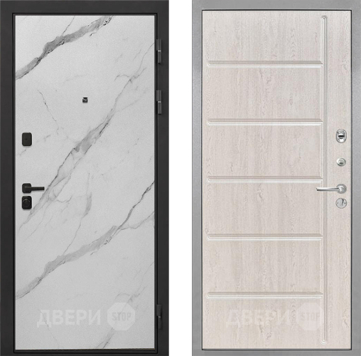 Входная металлическая Дверь Интекрон (INTECRON) Профит Black Мрамор Арктик ФЛ-102 Сосна белая в Бронницах
