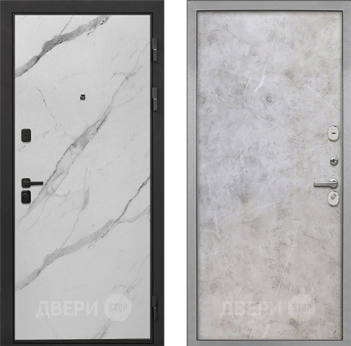 Входная металлическая Дверь Интекрон (INTECRON) Профит Black Мрамор Арктик Гладкая Мрамор светлый в Бронницах