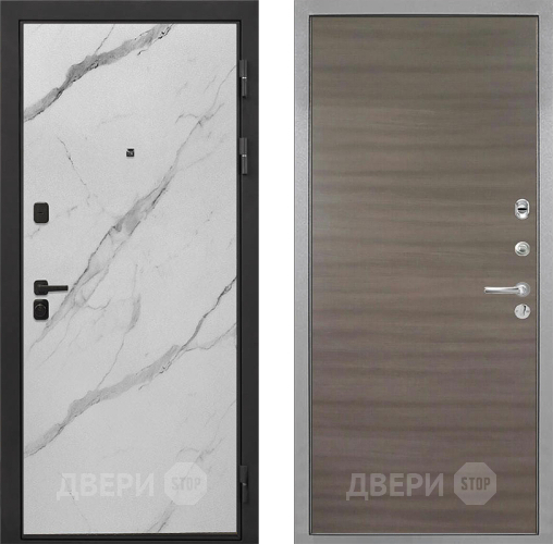 Входная металлическая Дверь Интекрон (INTECRON) Профит Black Мрамор Арктик Гладкая Дуб тоскано поперечный в Бронницах