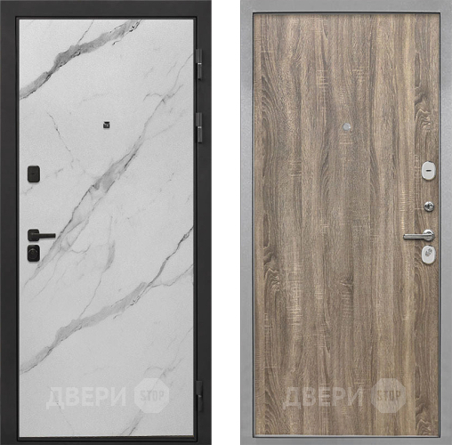 Входная металлическая Дверь Интекрон (INTECRON) Профит Black Мрамор Арктик Гладкая Дуб турин в Бронницах