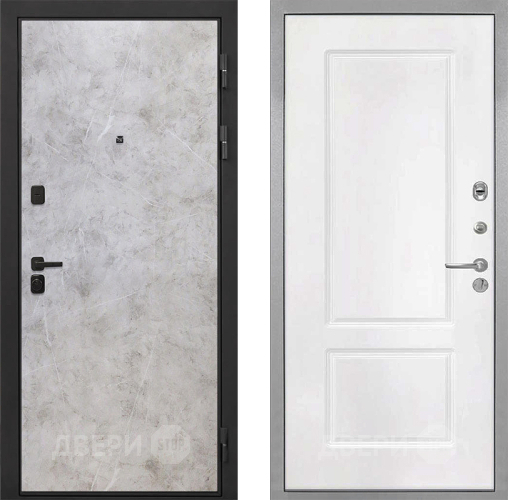Входная металлическая Дверь Интекрон (INTECRON) Профит Black Мрамор Светлый КВ-2 Белый матовый в Бронницах