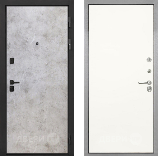 Входная металлическая Дверь Интекрон (INTECRON) Профит Black Мрамор Светлый Гладкая Слоновая кость в Бронницах