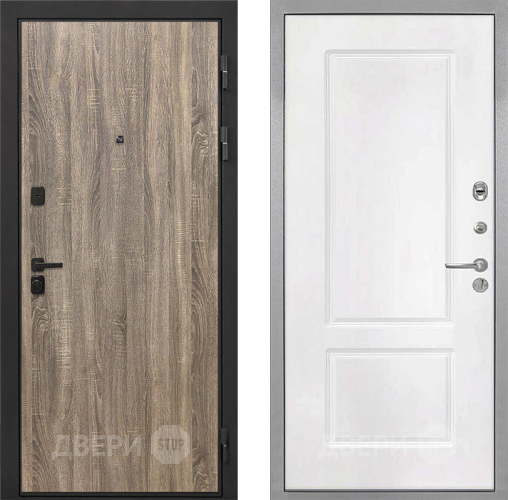 Входная металлическая Дверь Интекрон (INTECRON) Профит Black Дуб Турин КВ-2 Белый матовый в Бронницах