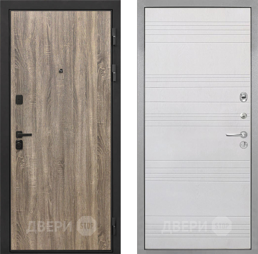 Входная металлическая Дверь Интекрон (INTECRON) Профит Black Дуб Турин ФЛ-316 Белый ясень в Бронницах