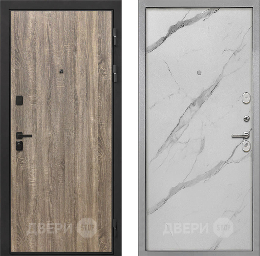 Входная металлическая Дверь Интекрон (INTECRON) Профит Black Дуб Турин Гладкая Мрамор натуральный арктик в Бронницах