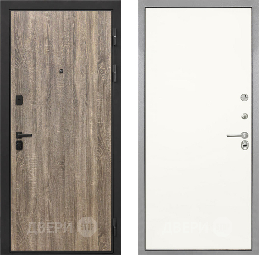 Входная металлическая Дверь Интекрон (INTECRON) Профит Black Дуб Турин Гладкая Слоновая кость в Бронницах