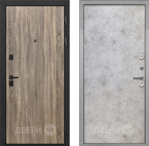 Входная металлическая Дверь Интекрон (INTECRON) Профит Black Дуб Турин Гладкая Мрамор светлый в Бронницах