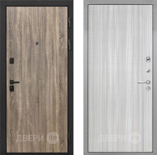 Входная металлическая Дверь Интекрон (INTECRON) Профит Black Дуб Турин В-07 с молдингом Сандал белый в Бронницах