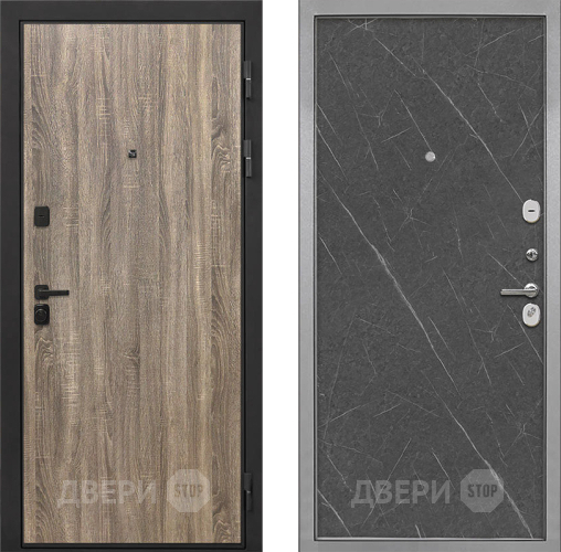 Входная металлическая Дверь Интекрон (INTECRON) Профит Black Дуб Турин Гладкая Гранит лава оникс в Бронницах