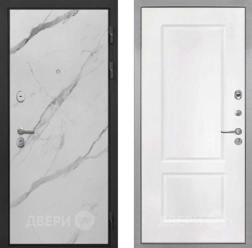 Входная металлическая Дверь Интекрон (INTECRON) Гектор Мрамор Арктик КВ-2 Белый матовый в Бронницах