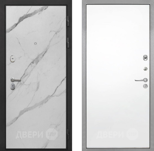 Входная металлическая Дверь Интекрон (INTECRON) Гектор Мрамор Арктик Гладкая Силк Сноу в Бронницах