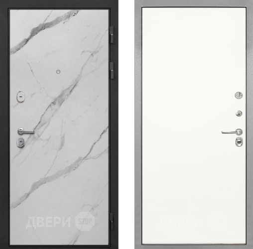 Входная металлическая Дверь Интекрон (INTECRON) Гектор Мрамор Арктик Гладкая Слоновая кость в Бронницах