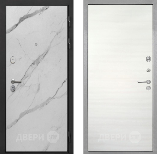 Входная металлическая Дверь Интекрон (INTECRON) Гектор Мрамор Арктик Гладкая Дуб сильвер поперечный в Бронницах