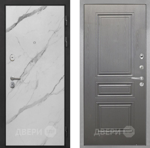 Входная металлическая Дверь Интекрон (INTECRON) Гектор Мрамор Арктик ФЛ-243 Графит вуд дуб в Бронницах