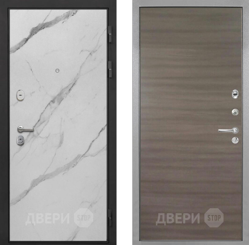 Входная металлическая Дверь Интекрон (INTECRON) Гектор Мрамор Арктик Гладкая Дуб тоскано поперечный в Бронницах