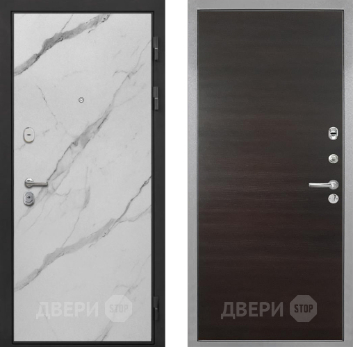 Входная металлическая Дверь Интекрон (INTECRON) Гектор Мрамор Арктик Гладкая Эковенге поперечный в Бронницах