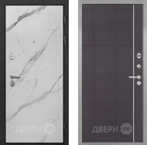 Входная металлическая Дверь Интекрон (INTECRON) Гектор Мрамор Арктик В-07 с молдингом Венге в Бронницах