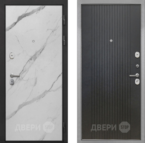 Входная металлическая Дверь Интекрон (INTECRON) Гектор Мрамор Арктик ФЛ-295 Лофт черный в Бронницах