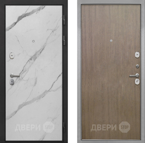 Входная металлическая Дверь Интекрон (INTECRON) Гектор Мрамор Арктик Гладкая шпон Венге коричневый в Бронницах
