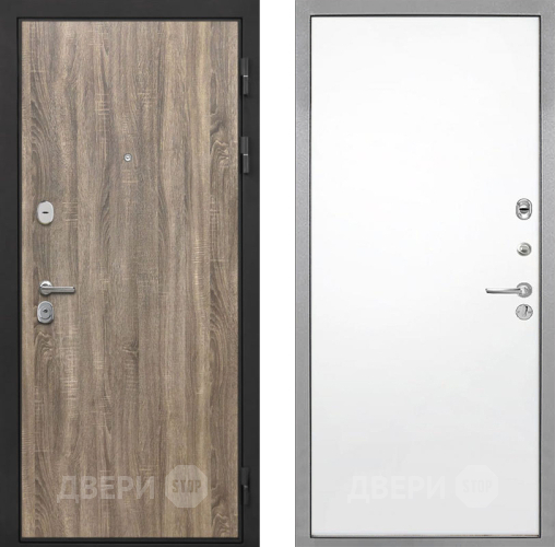 Входная металлическая Дверь Интекрон (INTECRON) Гектор Дуб Турин Гладкая Силк Сноу в Бронницах