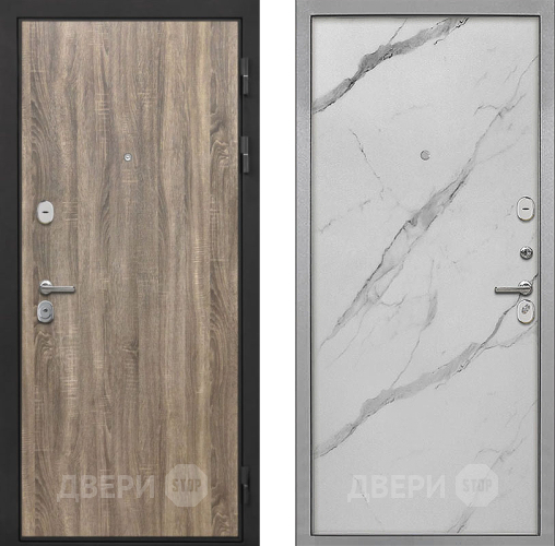 Входная металлическая Дверь Интекрон (INTECRON) Гектор Дуб Турин Гладкая Мрамор натуральный арктик в Бронницах