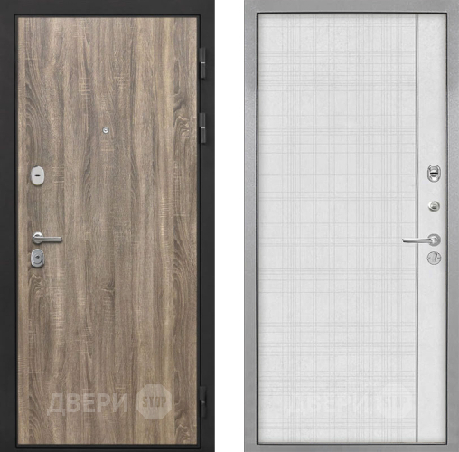 Входная металлическая Дверь Интекрон (INTECRON) Гектор Дуб Турин В-07 с молдингом Лофт белый в Бронницах