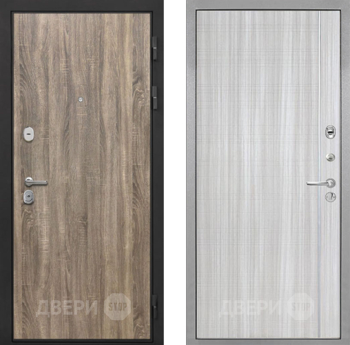 Входная металлическая Дверь Интекрон (INTECRON) Гектор Дуб Турин В-07 с молдингом Сандал белый в Бронницах