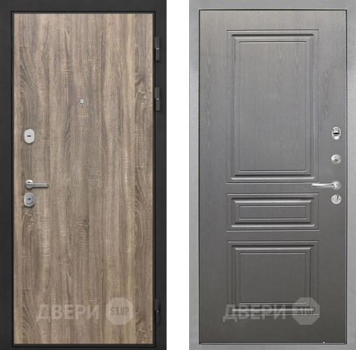 Входная металлическая Дверь Интекрон (INTECRON) Гектор Дуб Турин ФЛ-243 Графит вуд дуб в Бронницах