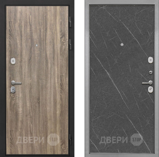 Входная металлическая Дверь Интекрон (INTECRON) Гектор Дуб Турин Гладкая Гранит лава оникс в Бронницах