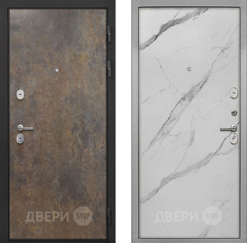 Входная металлическая Дверь Интекрон (INTECRON) Гектор Гранж Гладкая Мрамор натуральный арктик в Бронницах