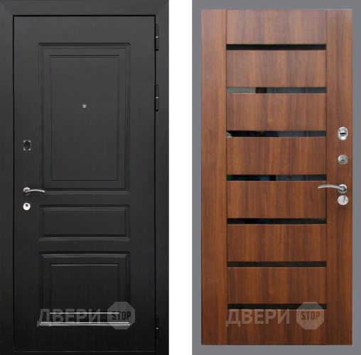 Входная металлическая Дверь Рекс (REX) 6 Венге СБ-14 стекло черное Орех бренди в Бронницах