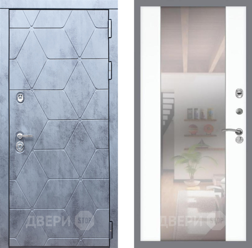 Входная металлическая Дверь Рекс (REX) 28 СБ-16 Зеркало Силк Сноу в Бронницах