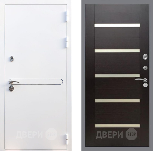 Входная металлическая Дверь Рекс (REX) 27 СБ-14 стекло белое венге поперечный в Бронницах