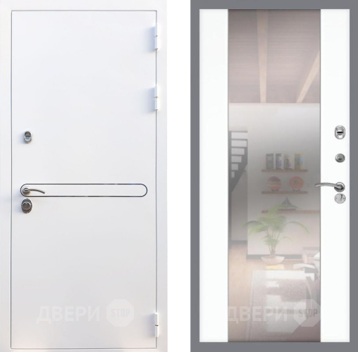 Входная металлическая Дверь Рекс (REX) 27 СБ-16 Зеркало Силк Сноу в Бронницах