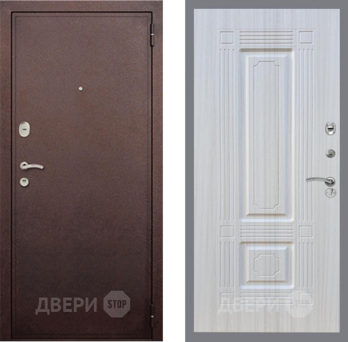 Входная металлическая Дверь Рекс (REX) 2 Медный Антик FL-2 Сандал белый в Бронницах