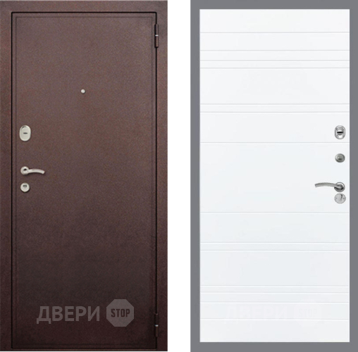 Входная металлическая Дверь Рекс (REX) 2 Медный Антик Line Силк Сноу в Бронницах
